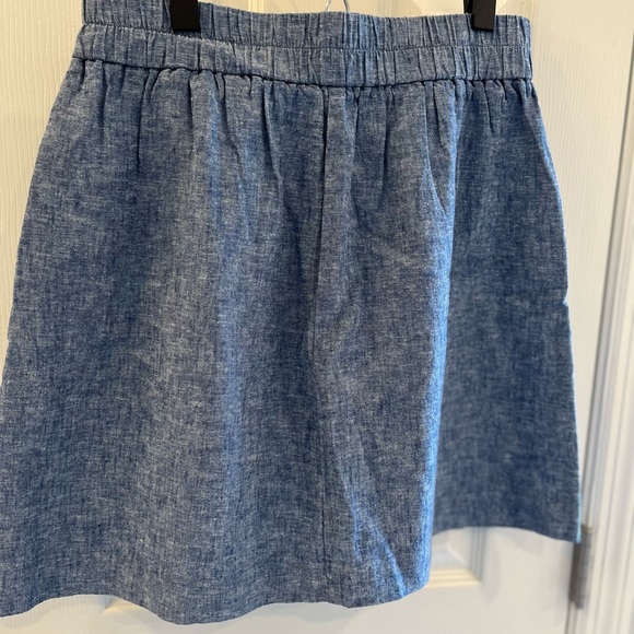 Loft NWT Chambray small skirt flat front a-line with pockets elasticized waist - Picture 2 of 7